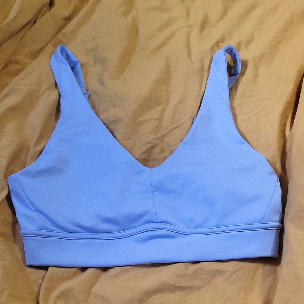 Fabletics Blue Sports Bra with Wide Straps and Scoop Neckline